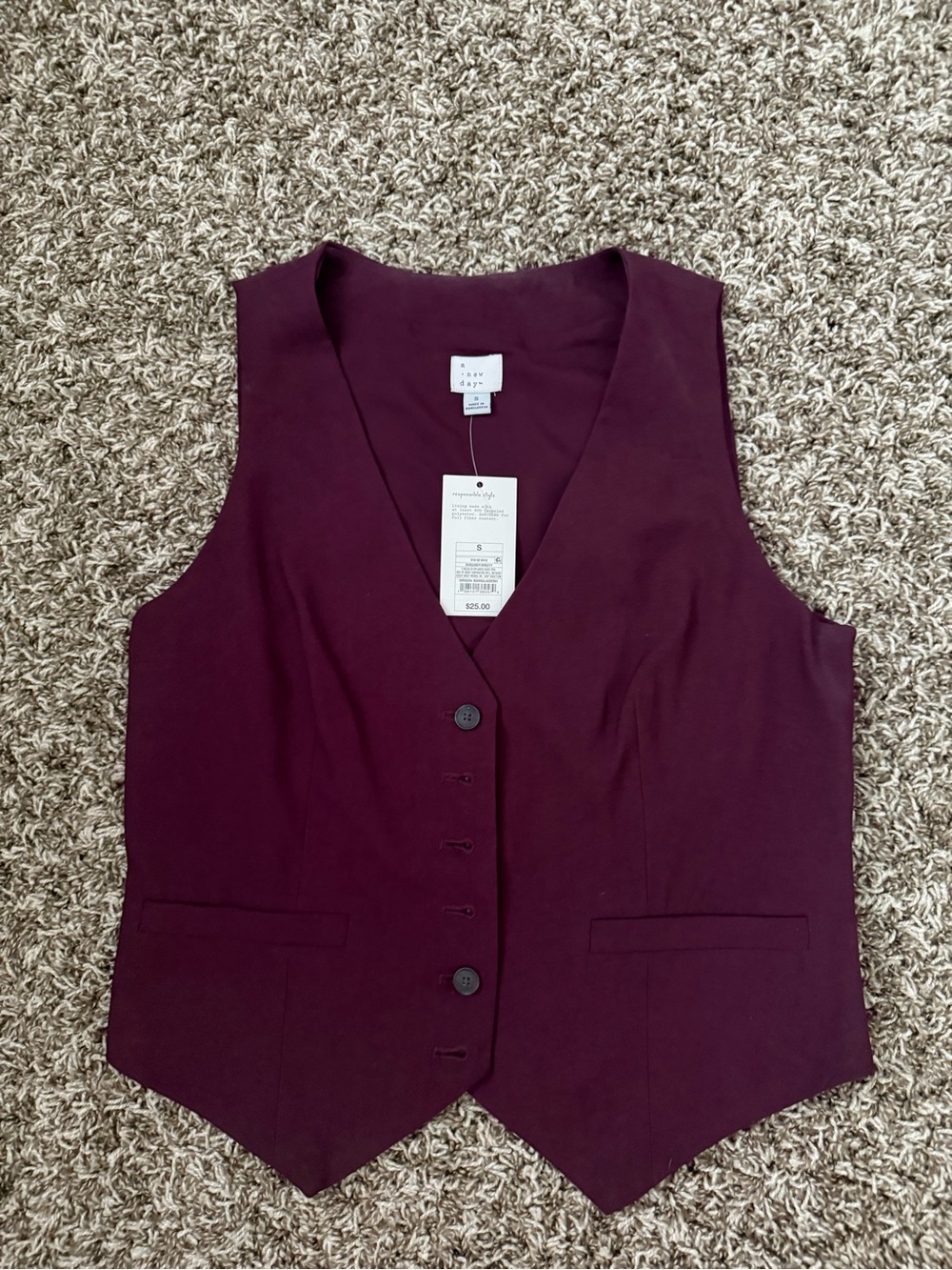 Sleeveless V-Neck Vest in Maroon - Women's Tailored Vest